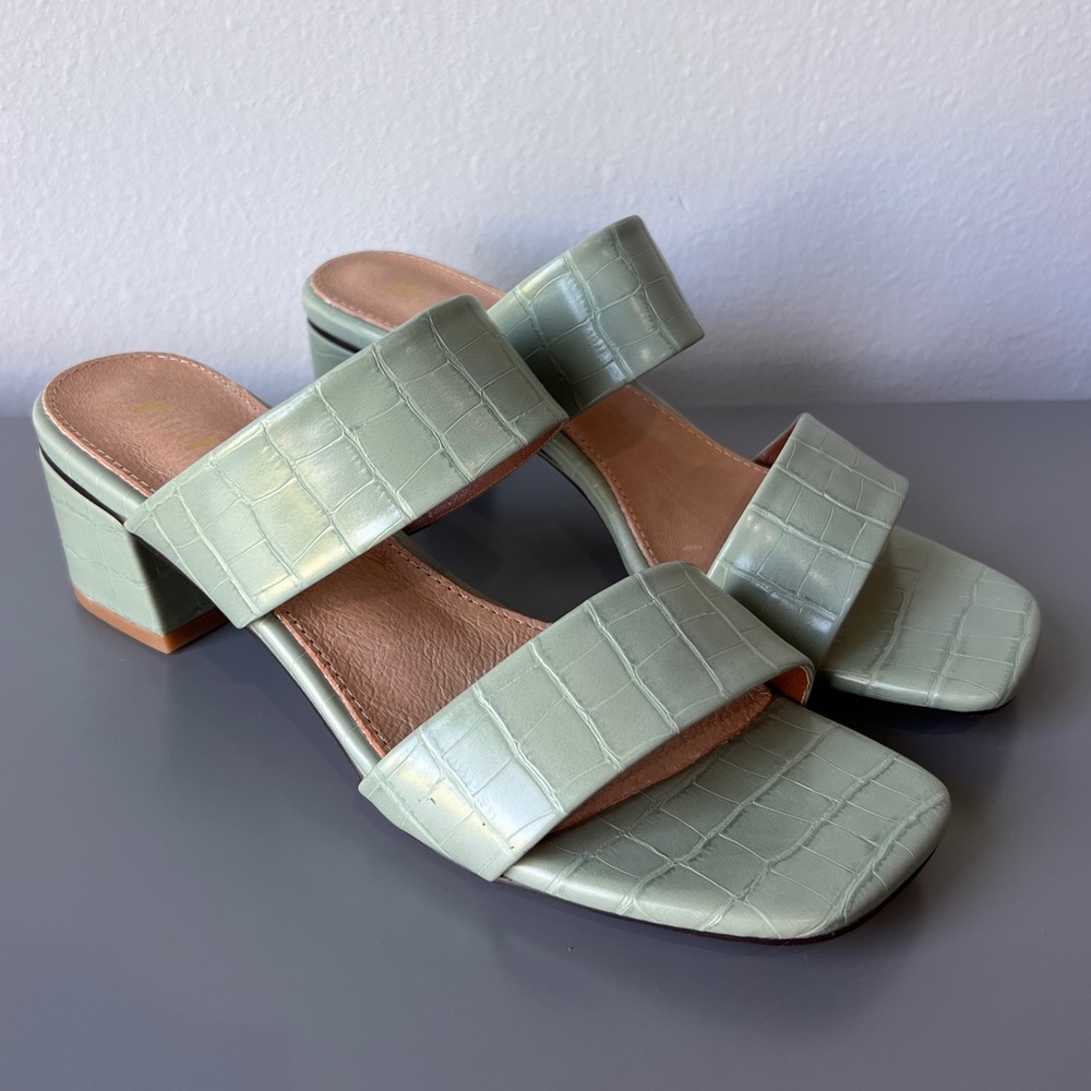 Mint Alligator Print Sandals